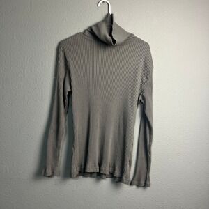 Vintage Paris‎ Blues Ribbed Turtleneck Long SL Top Gray Base Layer 2X Cotton BL